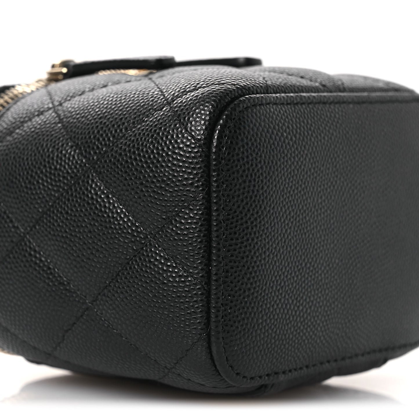 Caviar Quilted Tiny CC Mini Vanity Case With Chain Black
