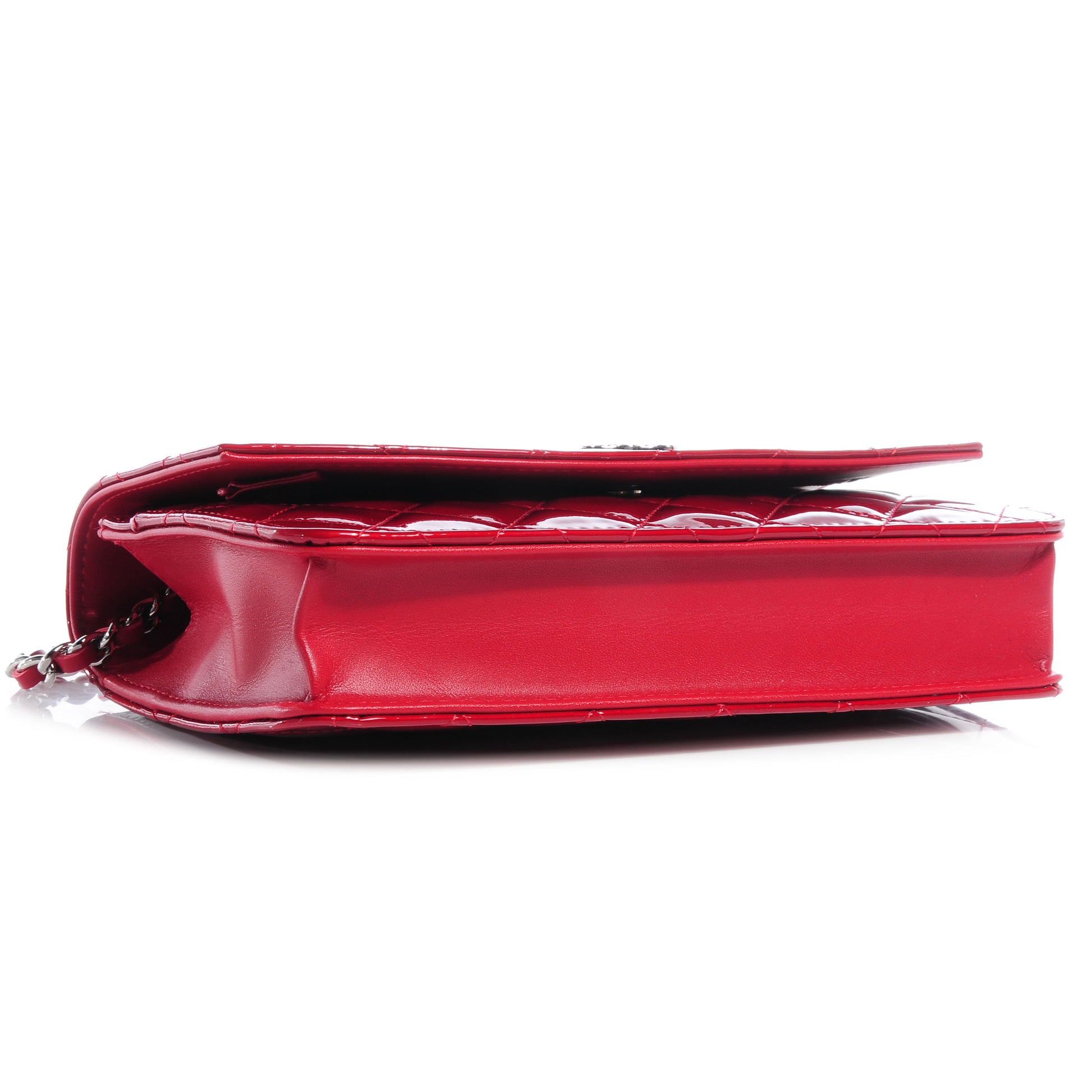 Chanel Patent Quilted Brilliant Wallet On Chain WOC Red 4 of 8