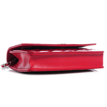 Chanel Patent Quilted Brilliant Wallet On Chain WOC Red 4 of 8