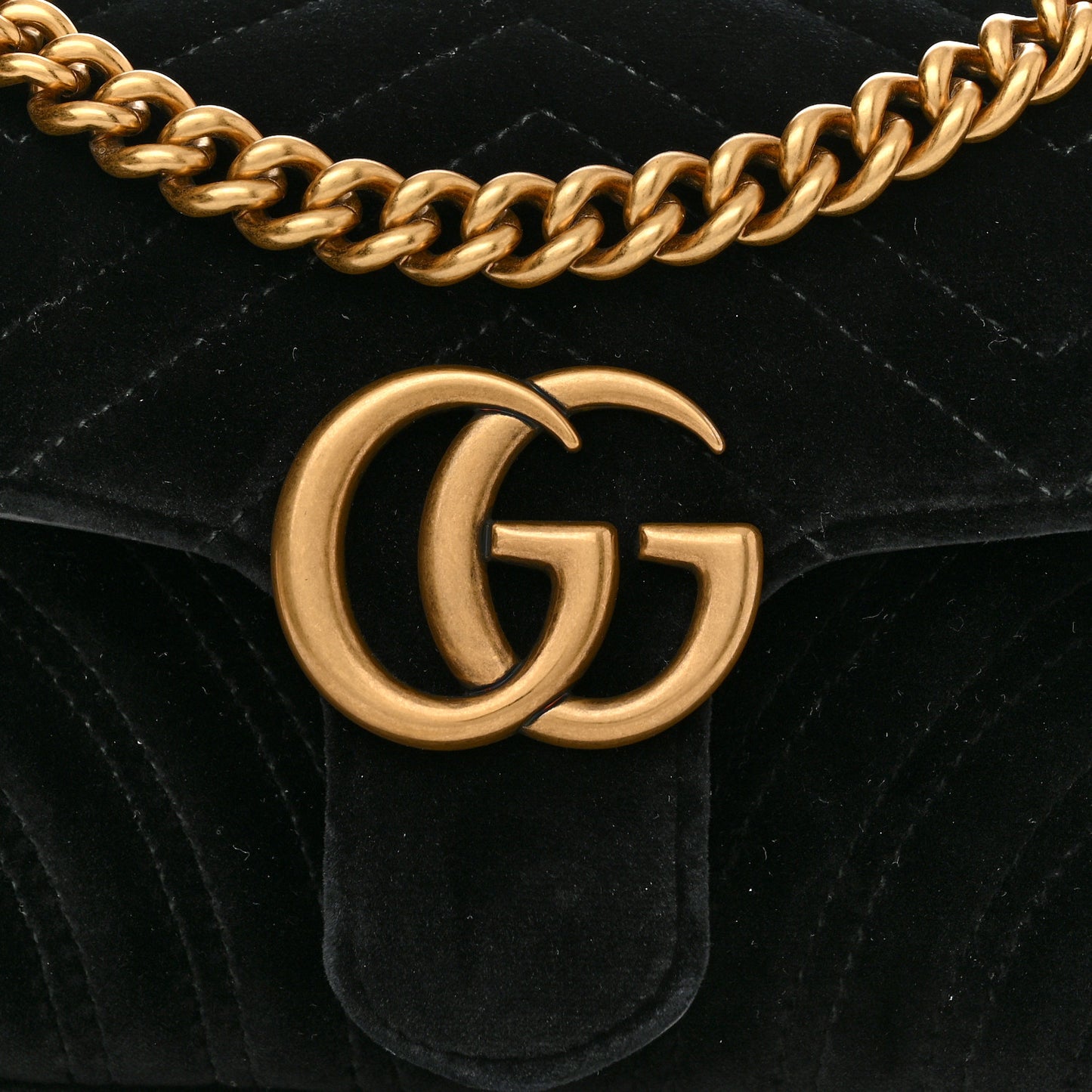 Velvet Matelasse Mini GG Marmont Shoulder Bag Black