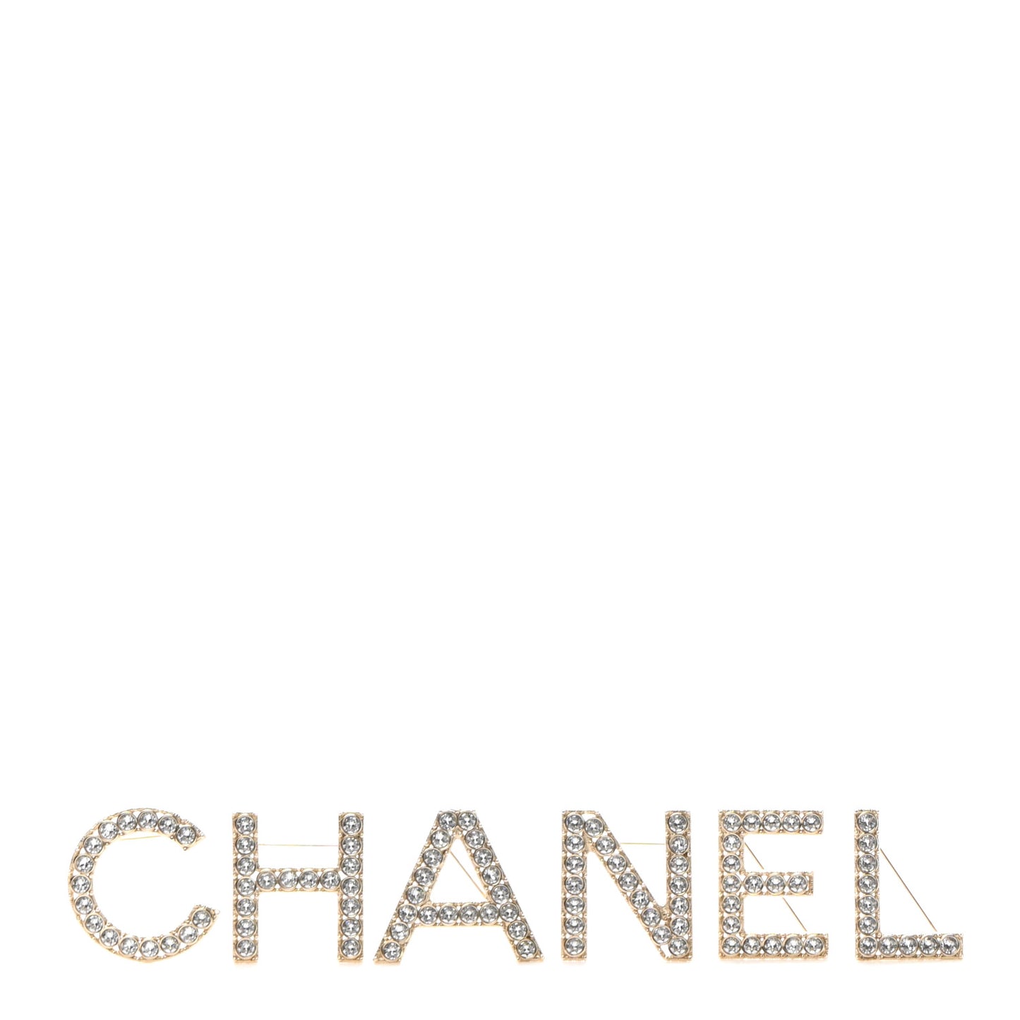 Crystal Cha-Nel Logo Brooch Set Gold