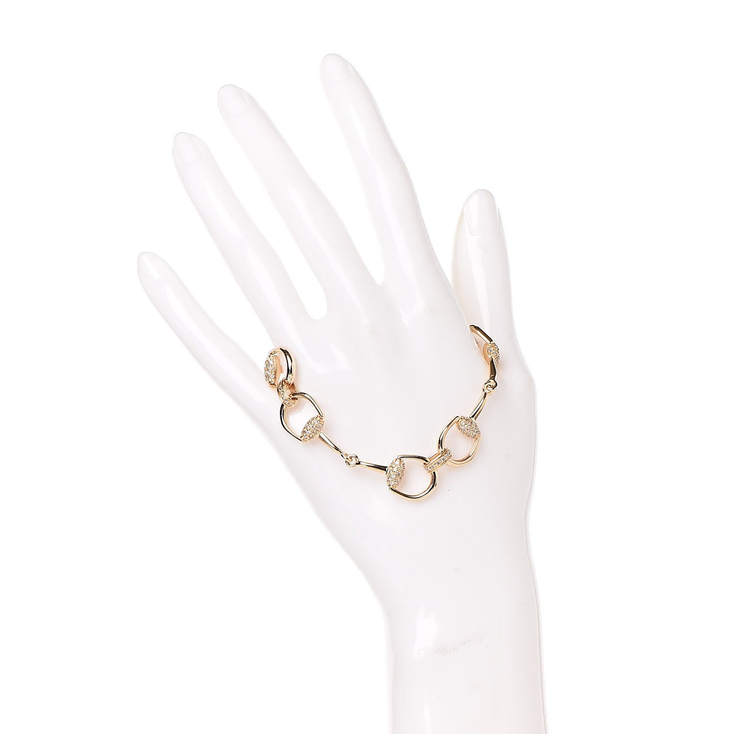 18K Yellow Gold Diamond Pave Horsebit Bracelet
