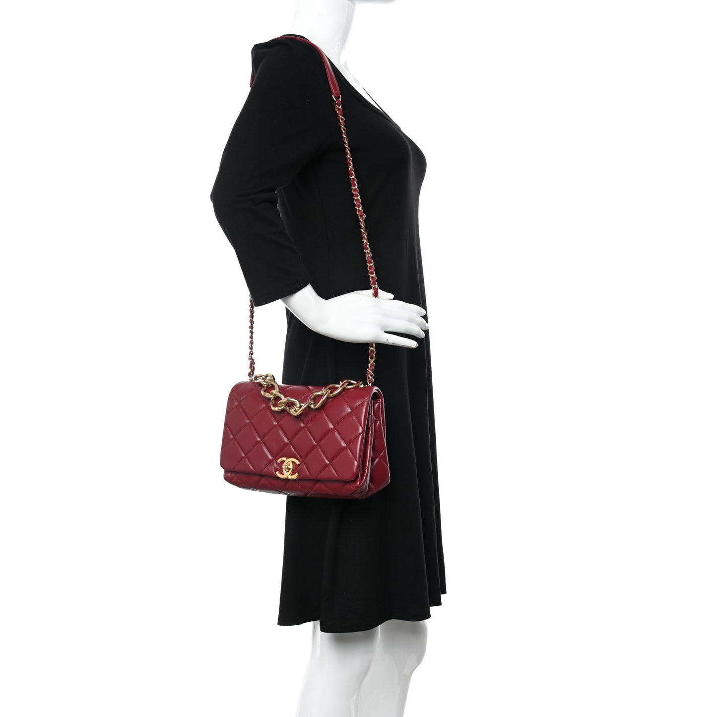 Lambskin Quilted Medium Color Match Flap Burgundy
