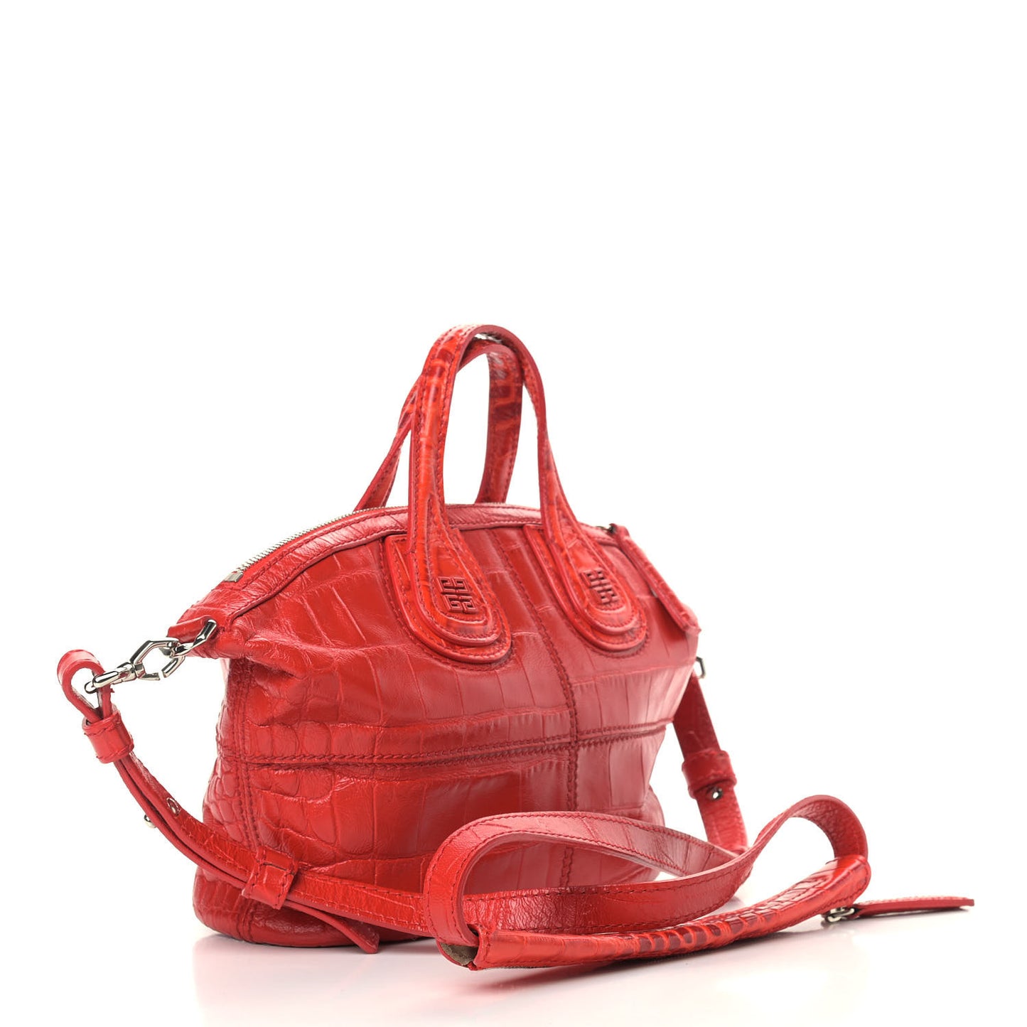 Calfskin Crocodile Embossed Micro Nightingale Red