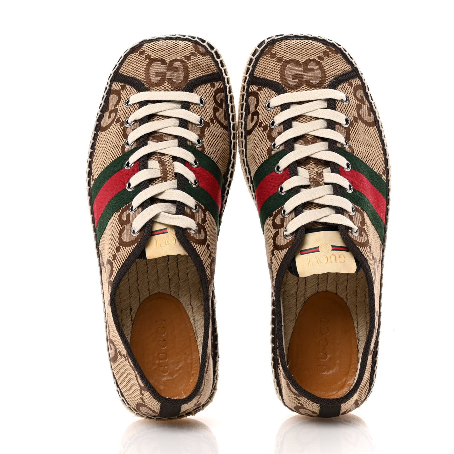 Monogram Macro GG Web Mens Espadrille Sneakers 8 Camel Ebony Cocoa