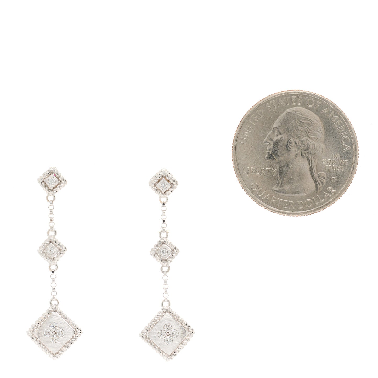 18K White Gold Diamond Palazzo Ducale Drop Earrings