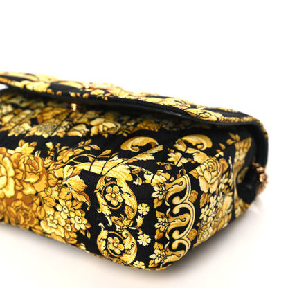 Versace Silk Barocco Printed Quilted Virtus V Mini Chain Flap Shoulder Bag Black Gold 9 of 9