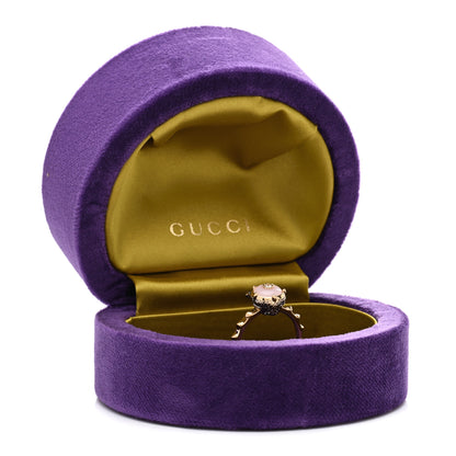 Gucci 18K Yellow Gold Pink Opal Diamond Le Marché Des Merveilles Feline Ring 55 7.25 4 of 4