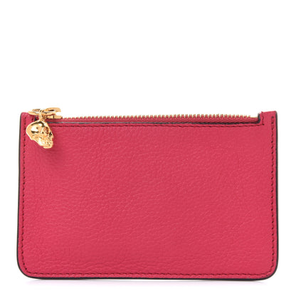 Alexander McQueen Calfskin Skull Zip Pouch Card Holder Fuchsia 1 of 9