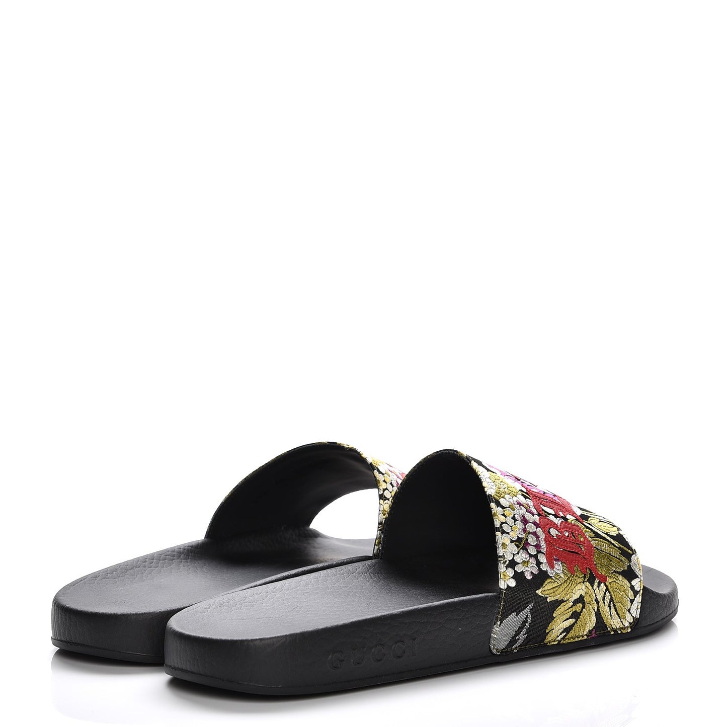 Jacquard Floral Blind for Love Slide Sandals 39 Black Multicolor