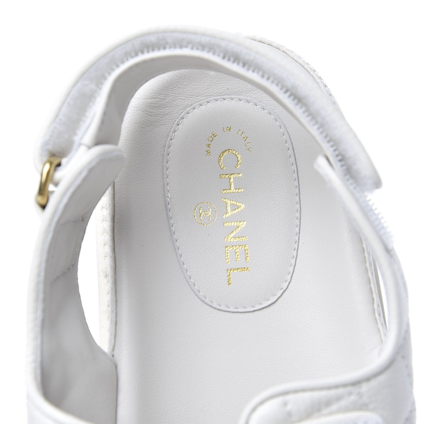 Grained Calfskin Velcro Dad Sandals 39.5 White