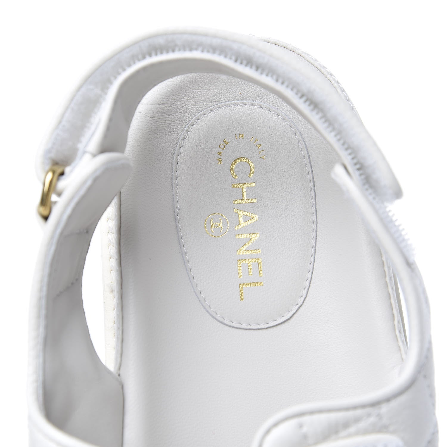 Chanel Grained Calfskin Velcro Dad Sandals 39.5 White 7 of 8