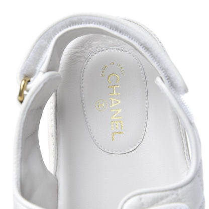 Chanel Grained Calfskin Velcro Dad Sandals 39.5 White 7 of 8