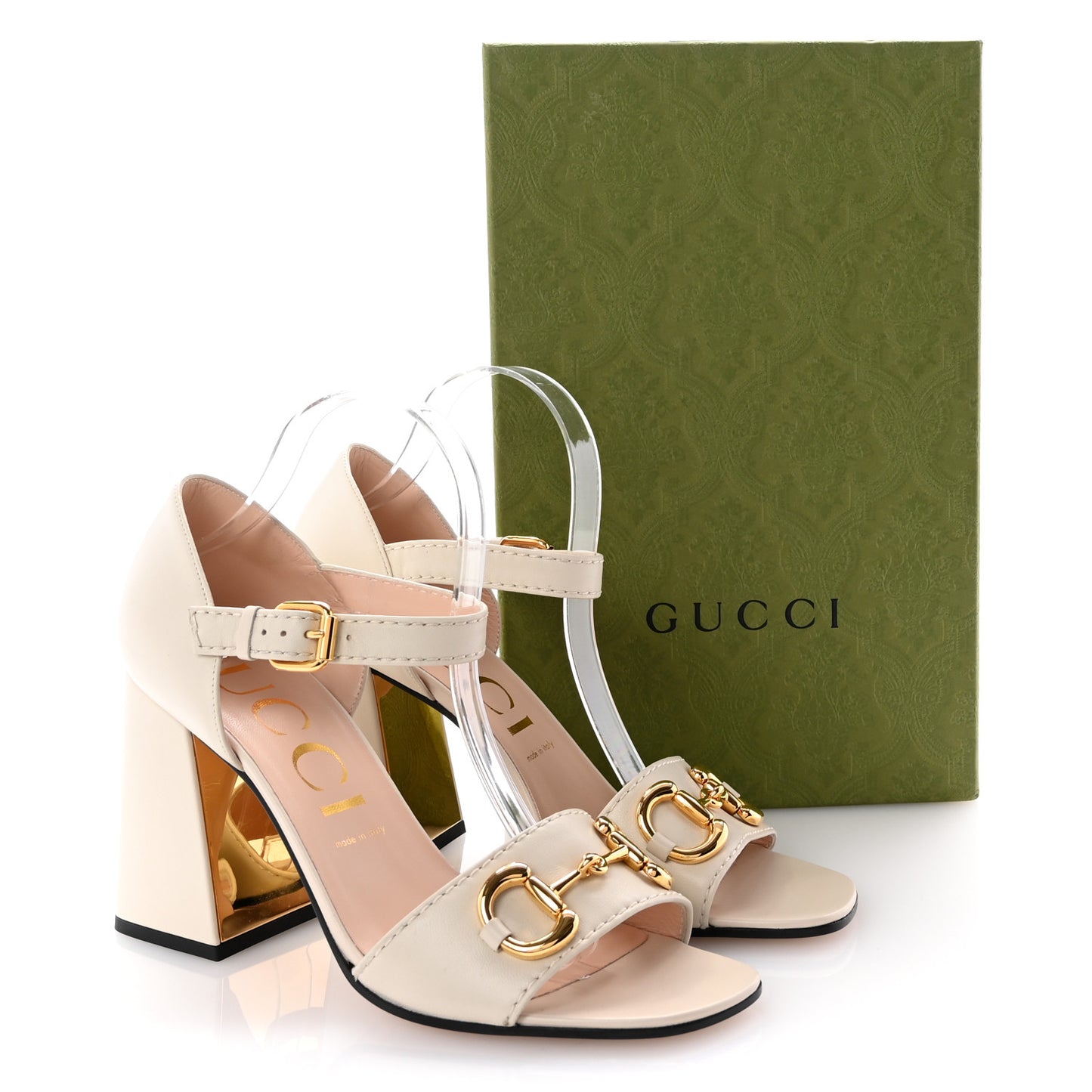 Nappa Horsebit Cross Strap 95mm Sandals 41 Mystic White