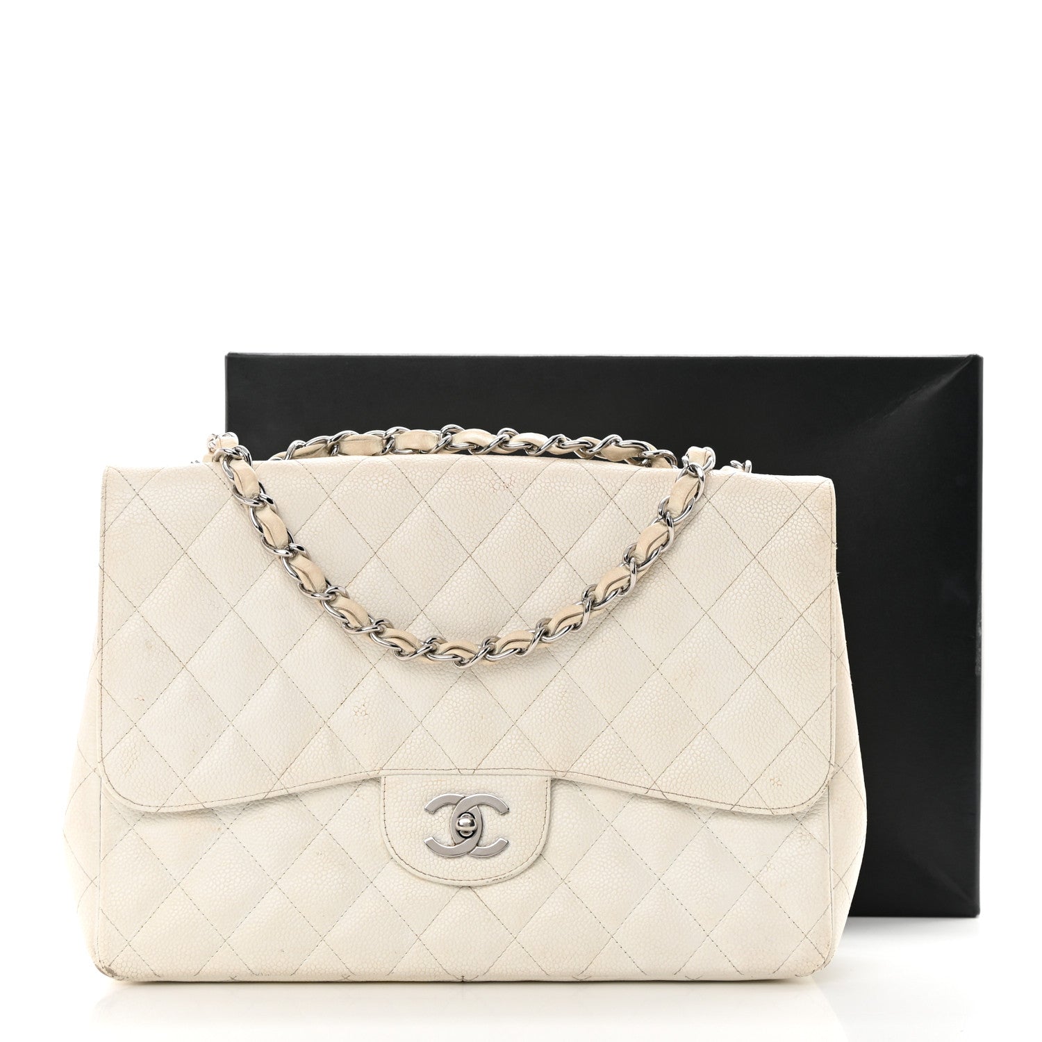 Chanel Caviar Quilted Jumbo Single Flap White 21 of 21