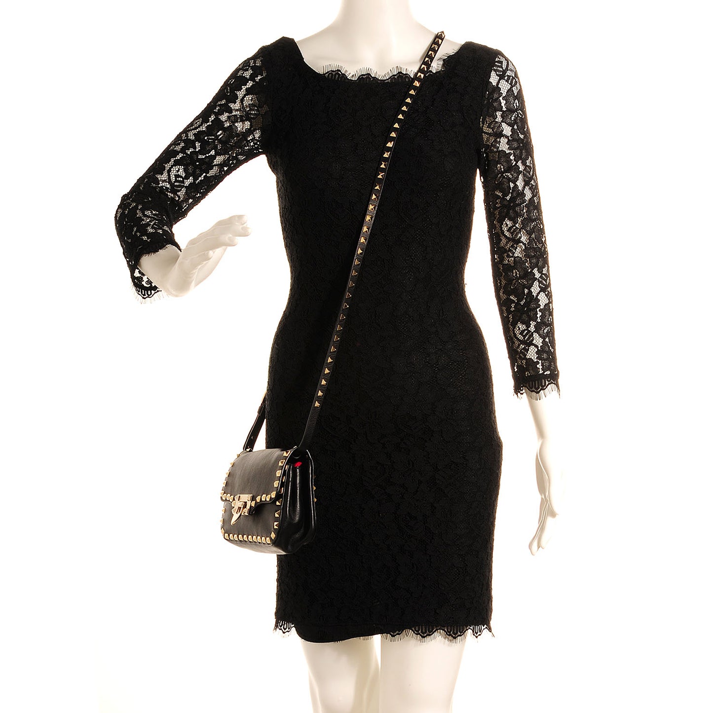 Vitello Mini Rockstud Flap Saddle Crossbody Bag Black