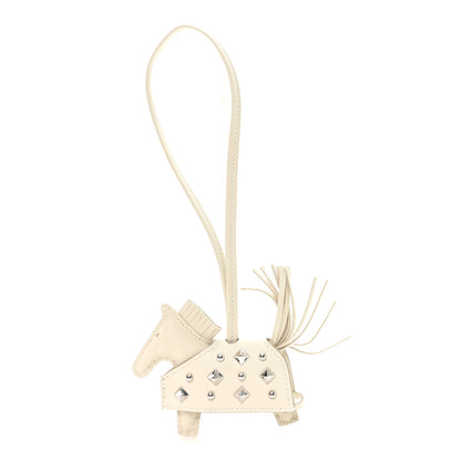 Hermes Milo Lambskin Studded Grigri Rodeo Robeo Rock Horse Bag Charm PM Craie 1 of 4