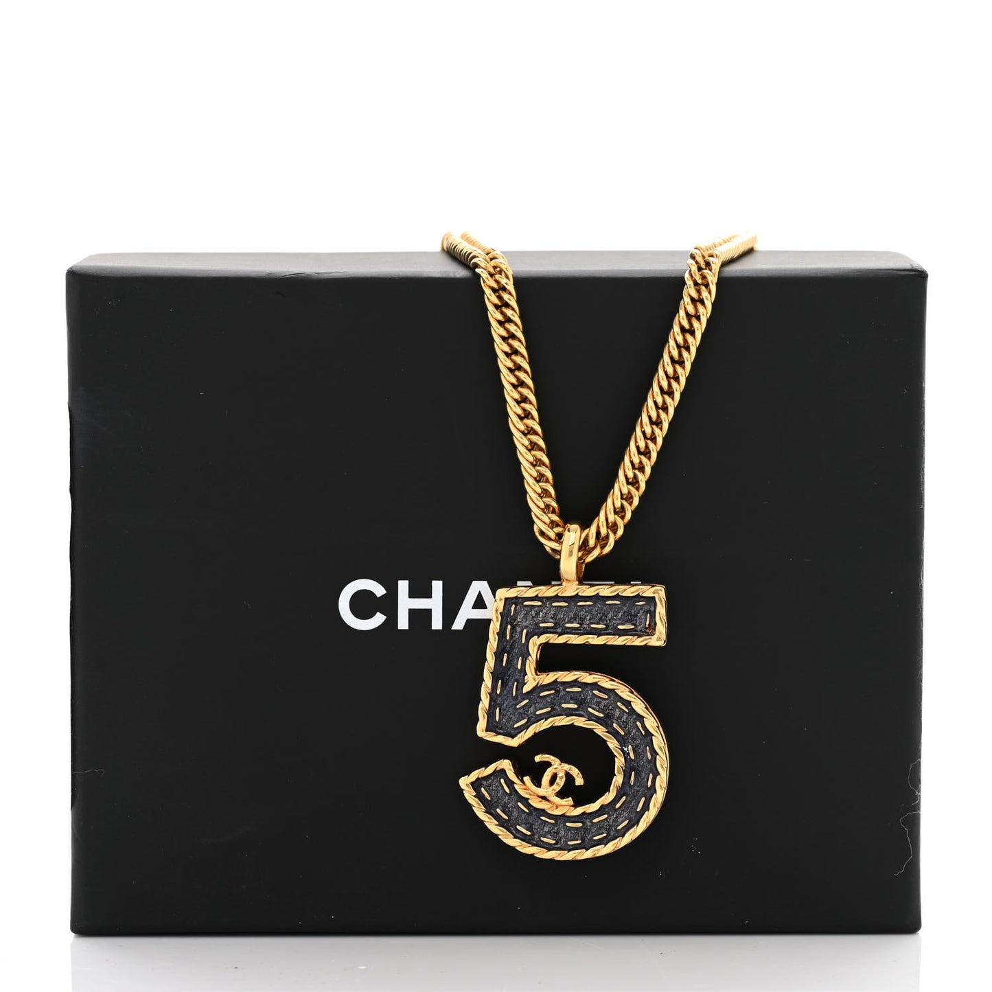 Metal Resin Chain CC No.5 Necklace Gold Blue
