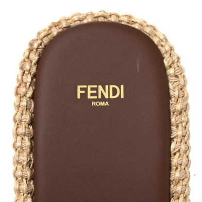 Fendi Raffia Womens FF Sunshine Flatform Slide Sandals 39.5 Beige 9 of 11