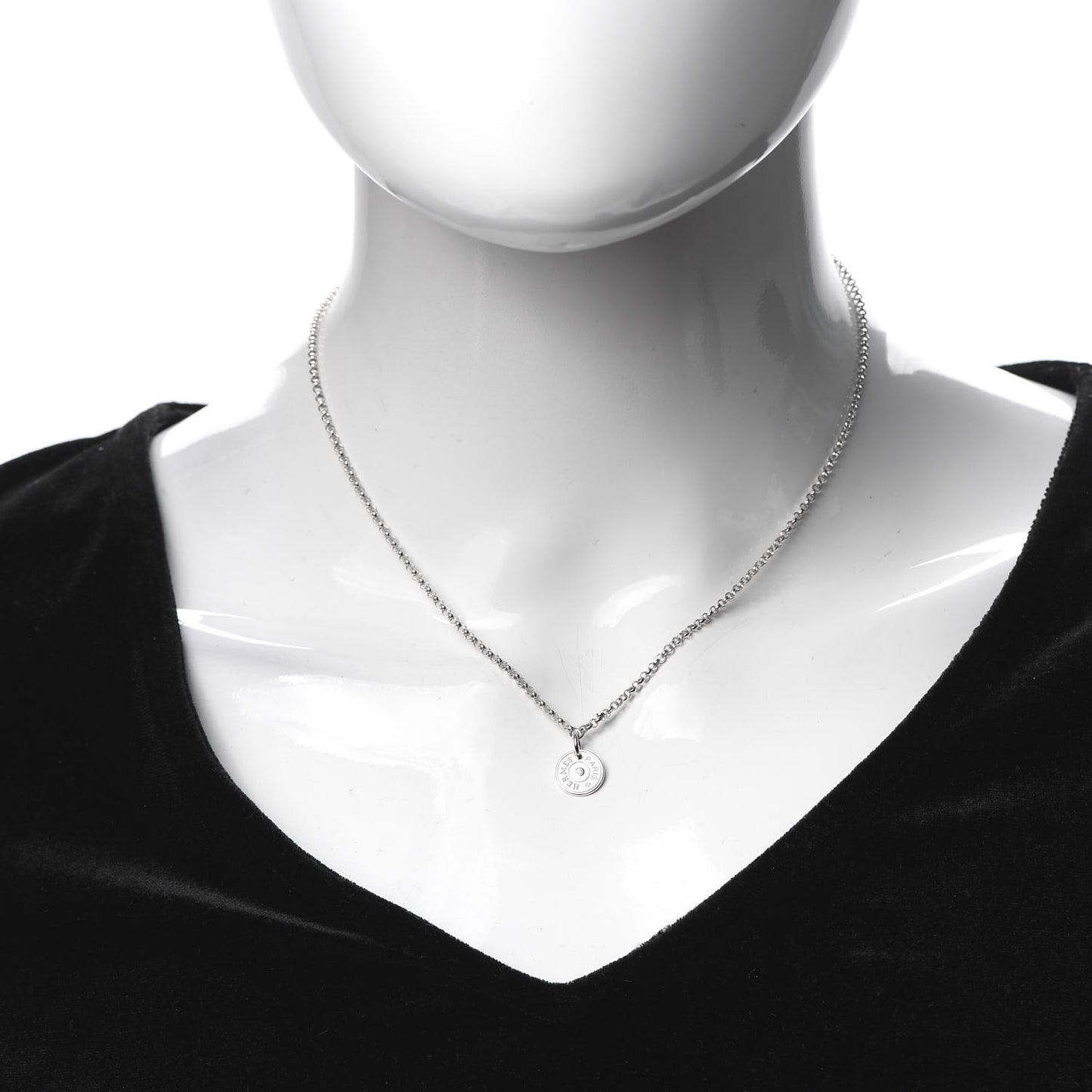 18K White Gold Diamond Gambade Clou de Selle Pendant Necklace