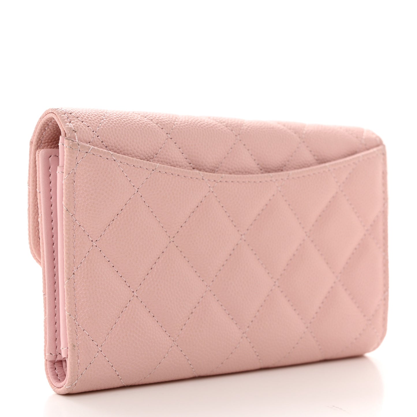 Caviar Quilted Medium Flap Wallet Light Pink