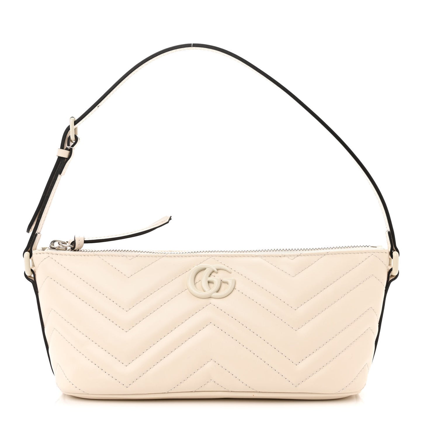 Calfskin Matelasse Chevron Monochrome GG Marmont Sling Shoulder Bag Mystic White