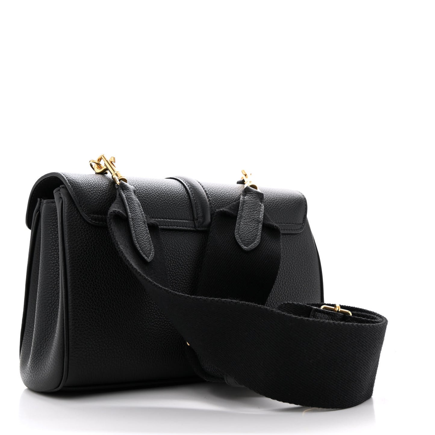 Grained Calfskin Teen Soft 16 Shoulder Bag Black