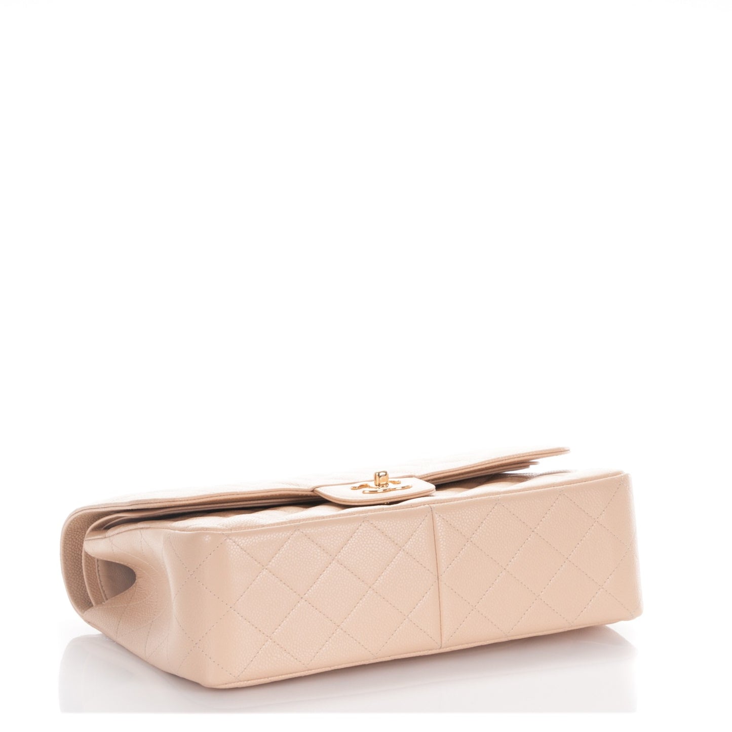 Caviar Quilted Jumbo Double Flap Beige Clair