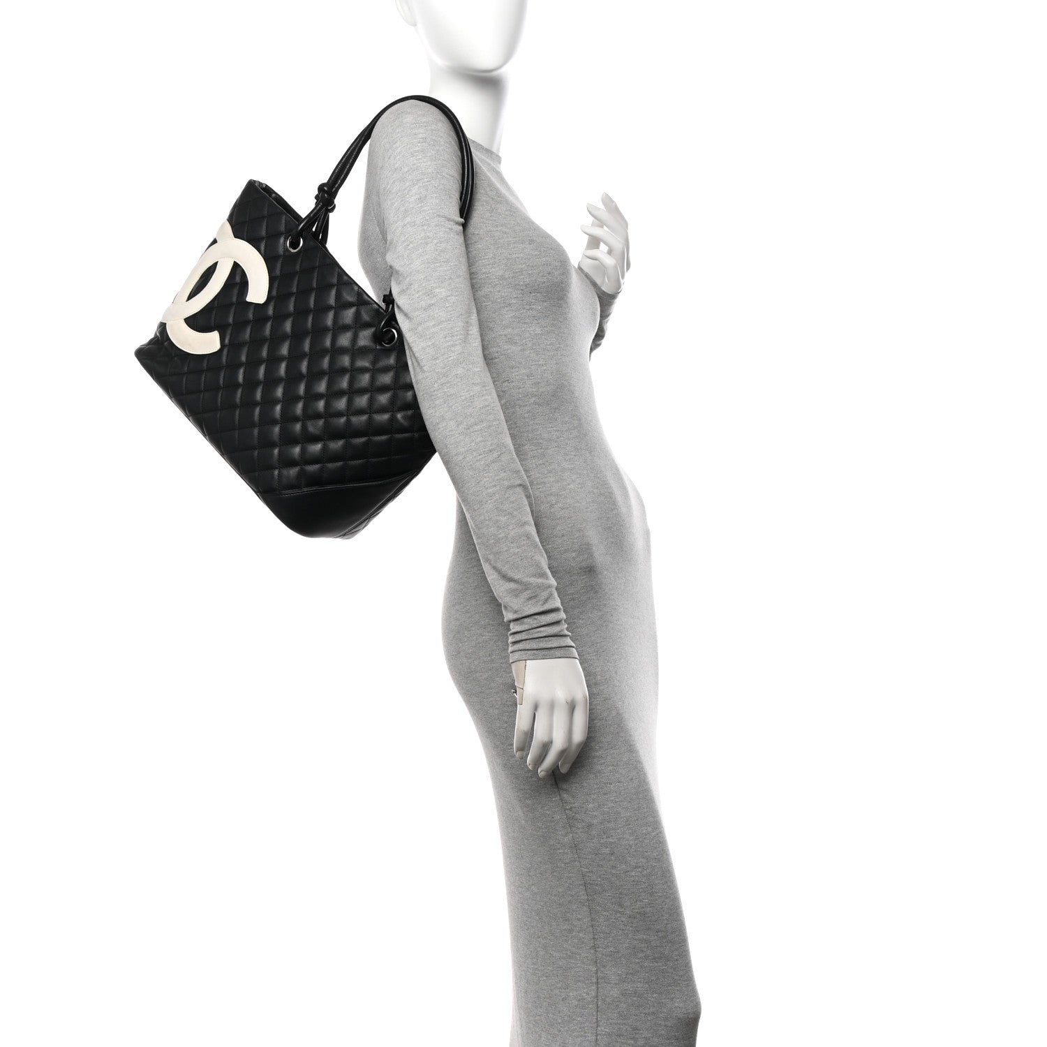 Chanel Calfskin Quilted Large Cambon Tote Black White 2 of 16