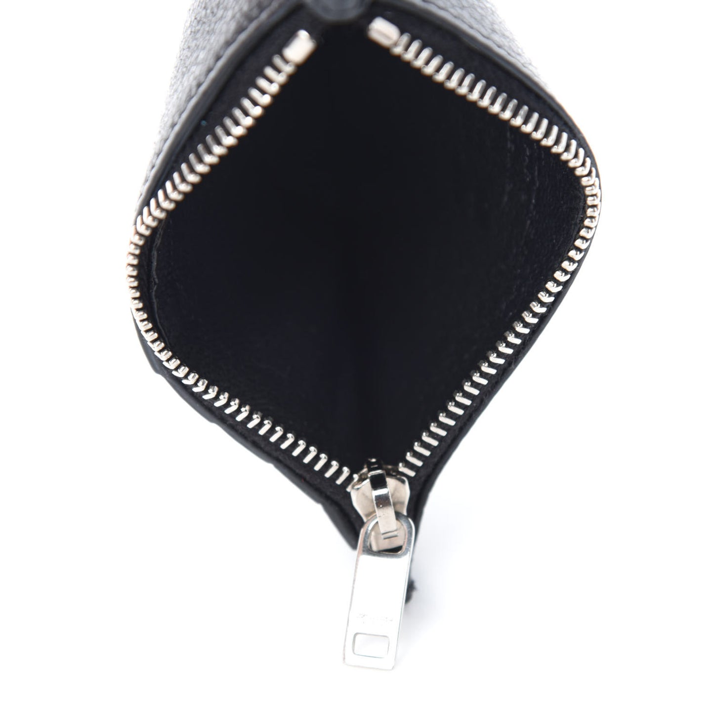 Grained Calfskin 5 Fragments Zip Pouch Card Holder Black