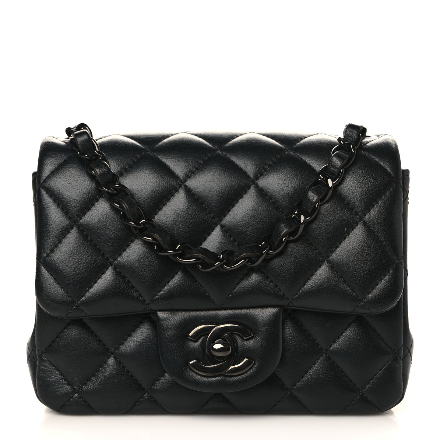 Lambskin Quilted Mini Square Flap So Black