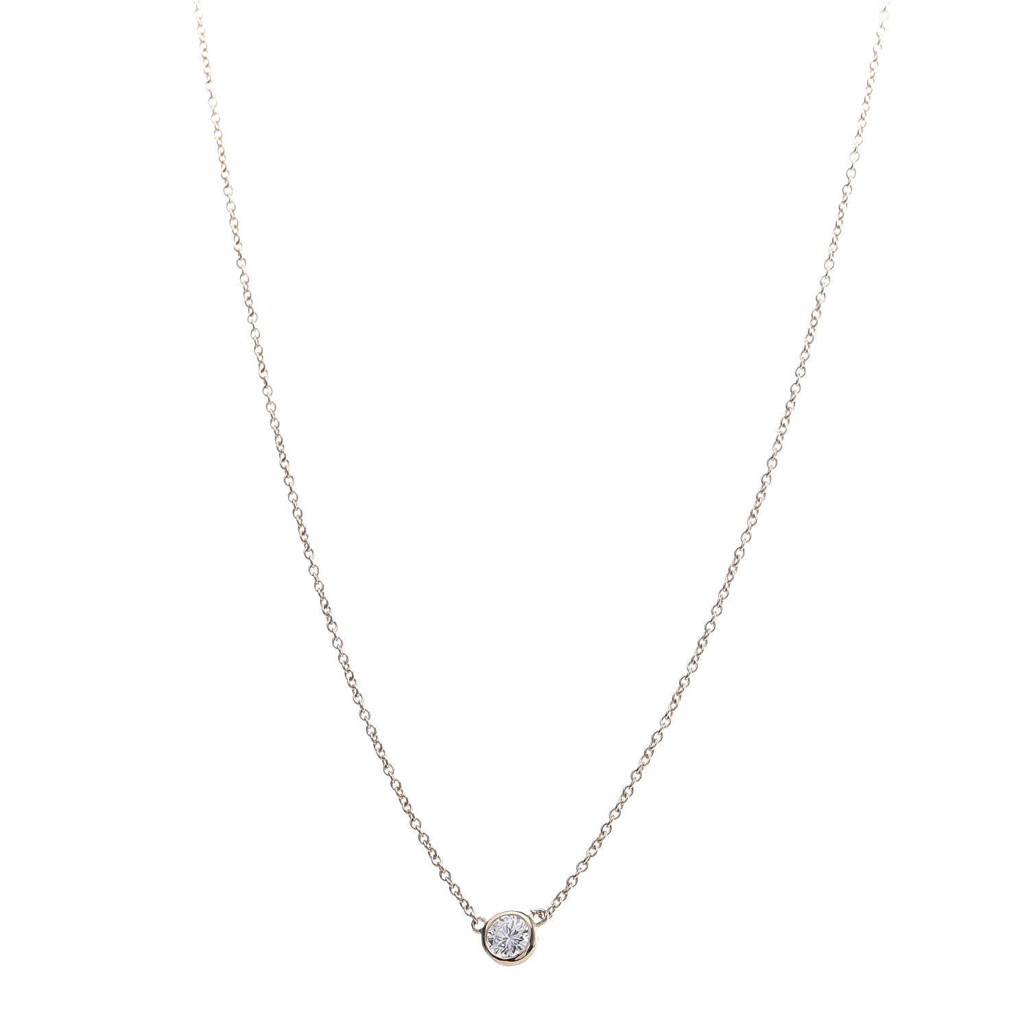 Tiffany 18K Yellow Gold Diamond .23ct Elsa Peretti Diamonds by the Yard Pendant Necklace 1 of 7