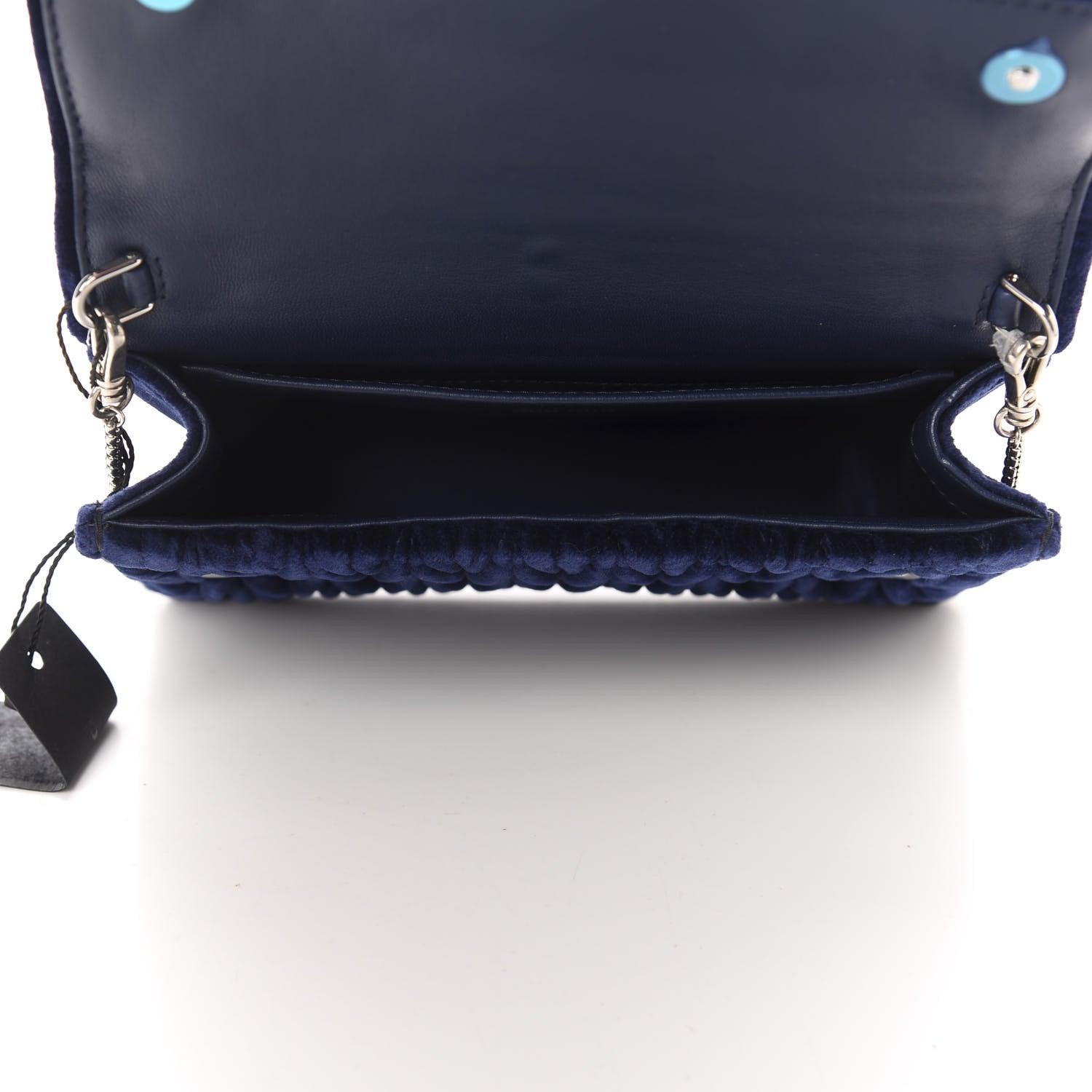 Miu Miu Velluto Matelasse Crystal Embellished Chain Shoulder Bag Inchiostro 5 of 9
