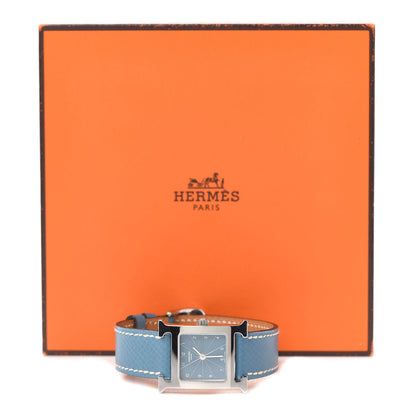 Hermes Stainless Steel Courchevel 21mm Heure H Hour Quartz Watch Blue Jean 5 of 5