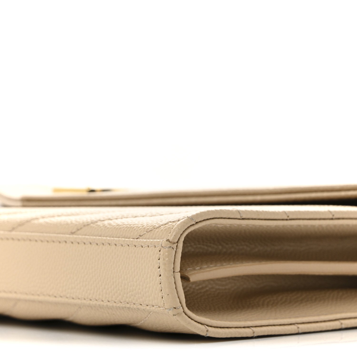 Saint Laurent Grain De Poudre Matelasse Chevron Monogram Chain Wallet Nude Powder 10 of 14