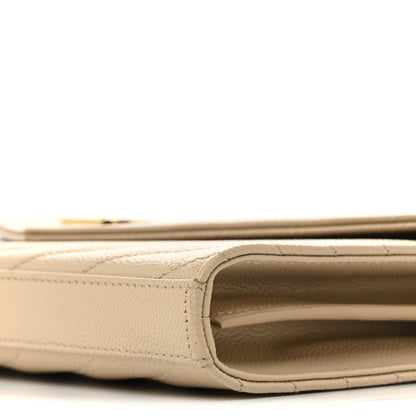 Saint Laurent Grain De Poudre Matelasse Chevron Monogram Chain Wallet Nude Powder 10 of 14