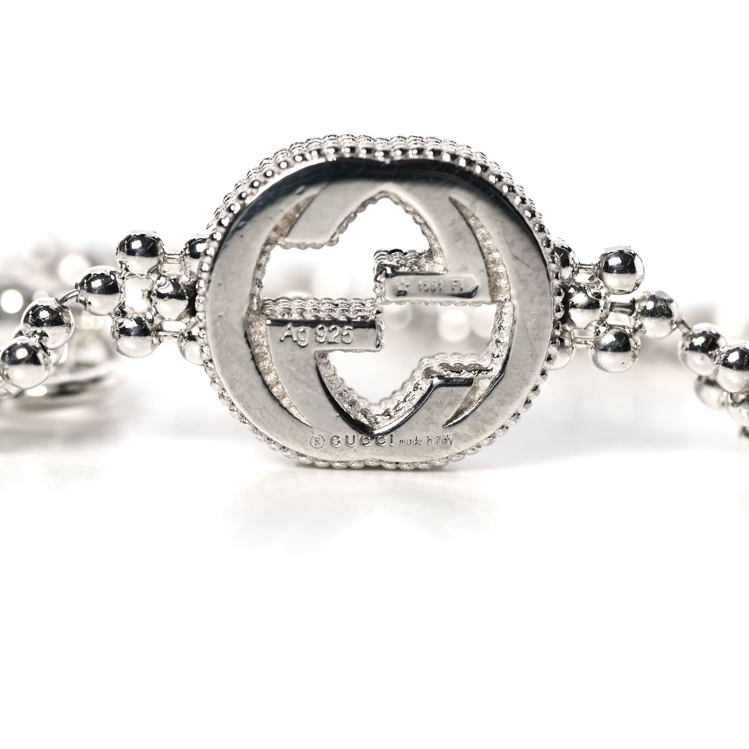 Gucci Sterling Silver Interlocking GG Beaded Flower Bracelet 5 of 5