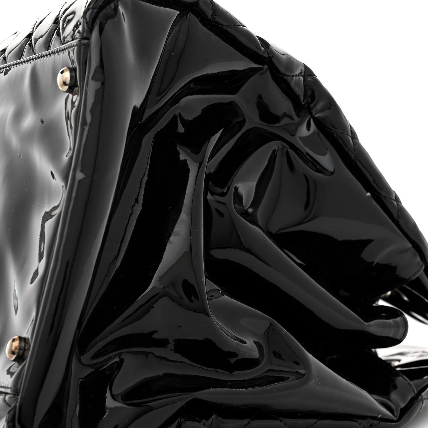 Patent Quilted Maxi Just Mademoiselle Bowling Bag Black