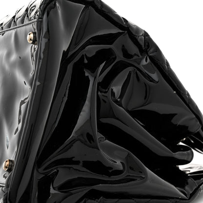 Chanel Patent Quilted Maxi Just Mademoiselle Bowling Bag Black 12 of 16