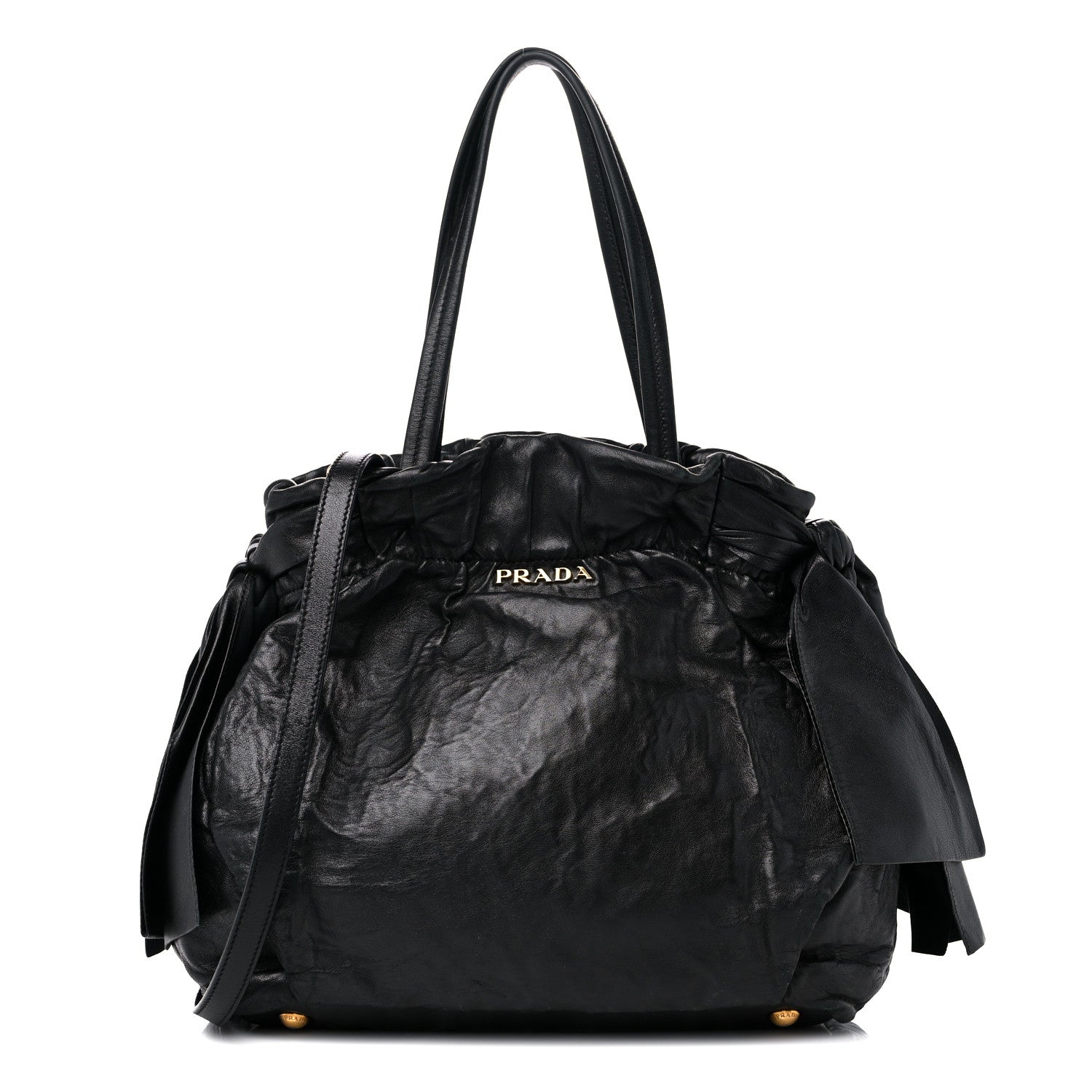 Prada Nappa Bow Tote Black Black 1 of 17