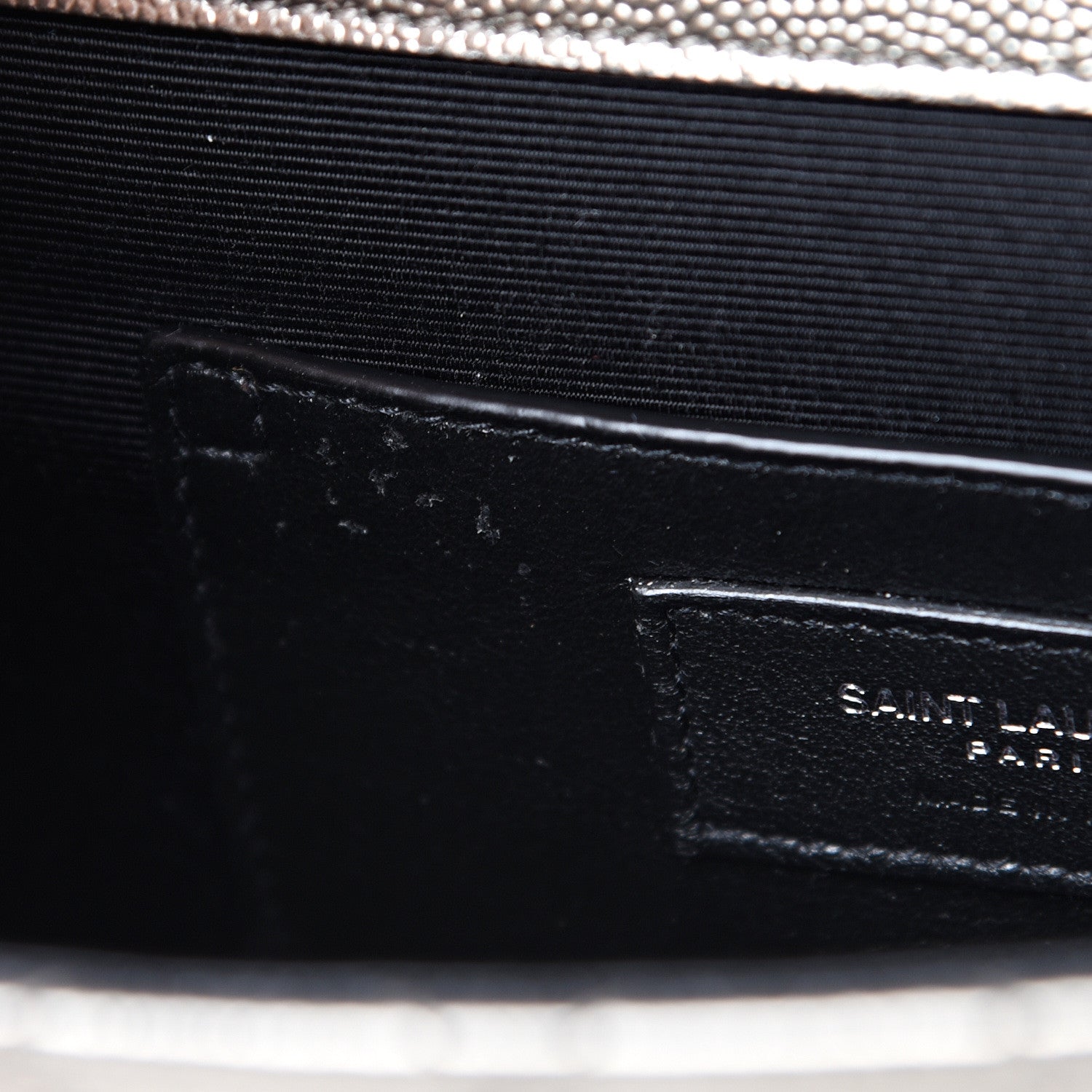 Saint Laurent Metallic Grain De Poudre Textured Mixed Matelasse Triquilt Small Monogram Satchel Piombo 6 of 9