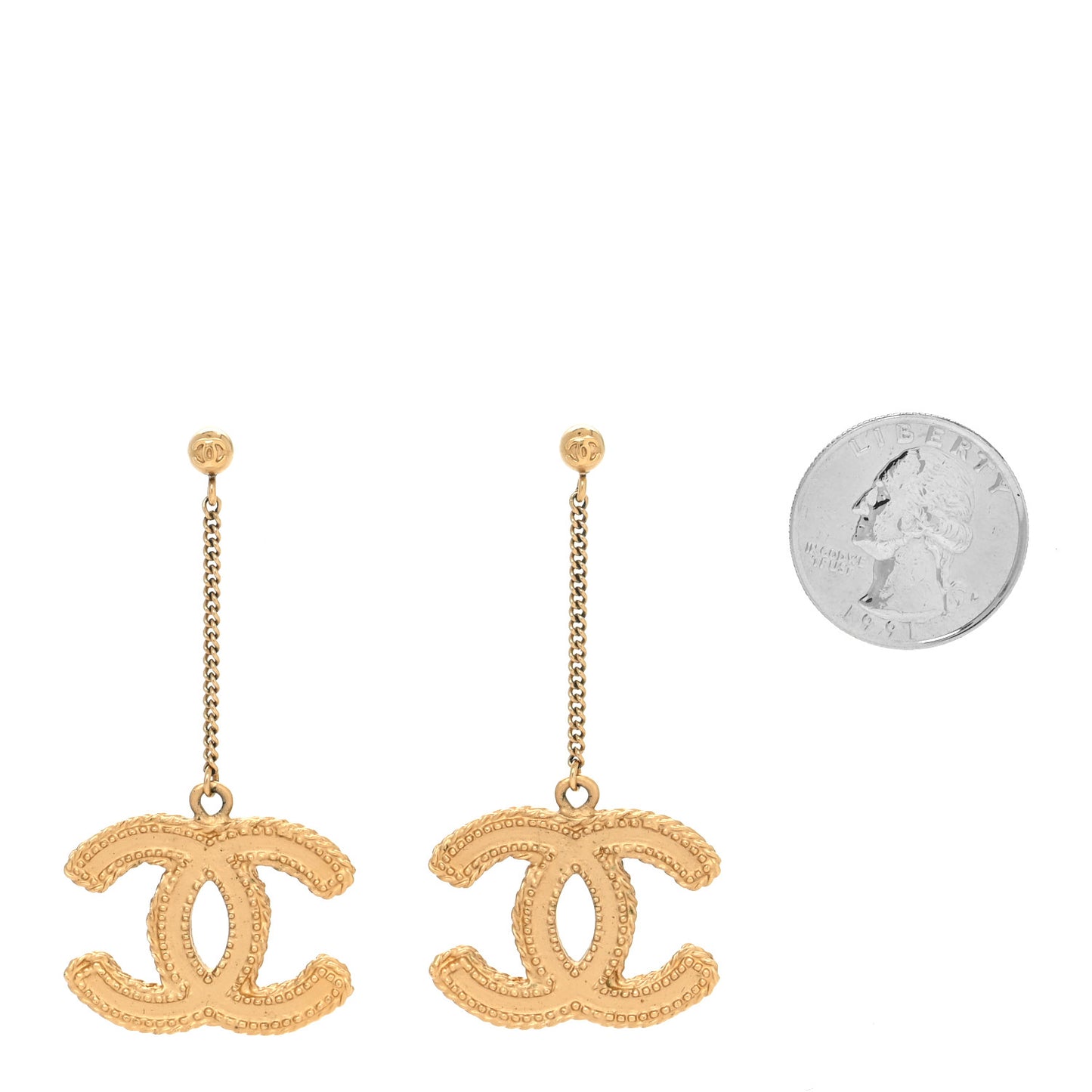 CC Drop Earrings Matte Gold