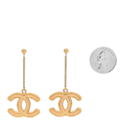 Chanel CC Drop Earrings Matte Gold 2 of 4