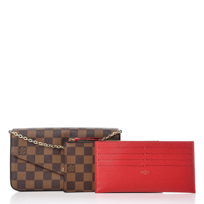 Louis Vuitton Damier Ebene Pochette Felicie Chain Wallet 3 of 13