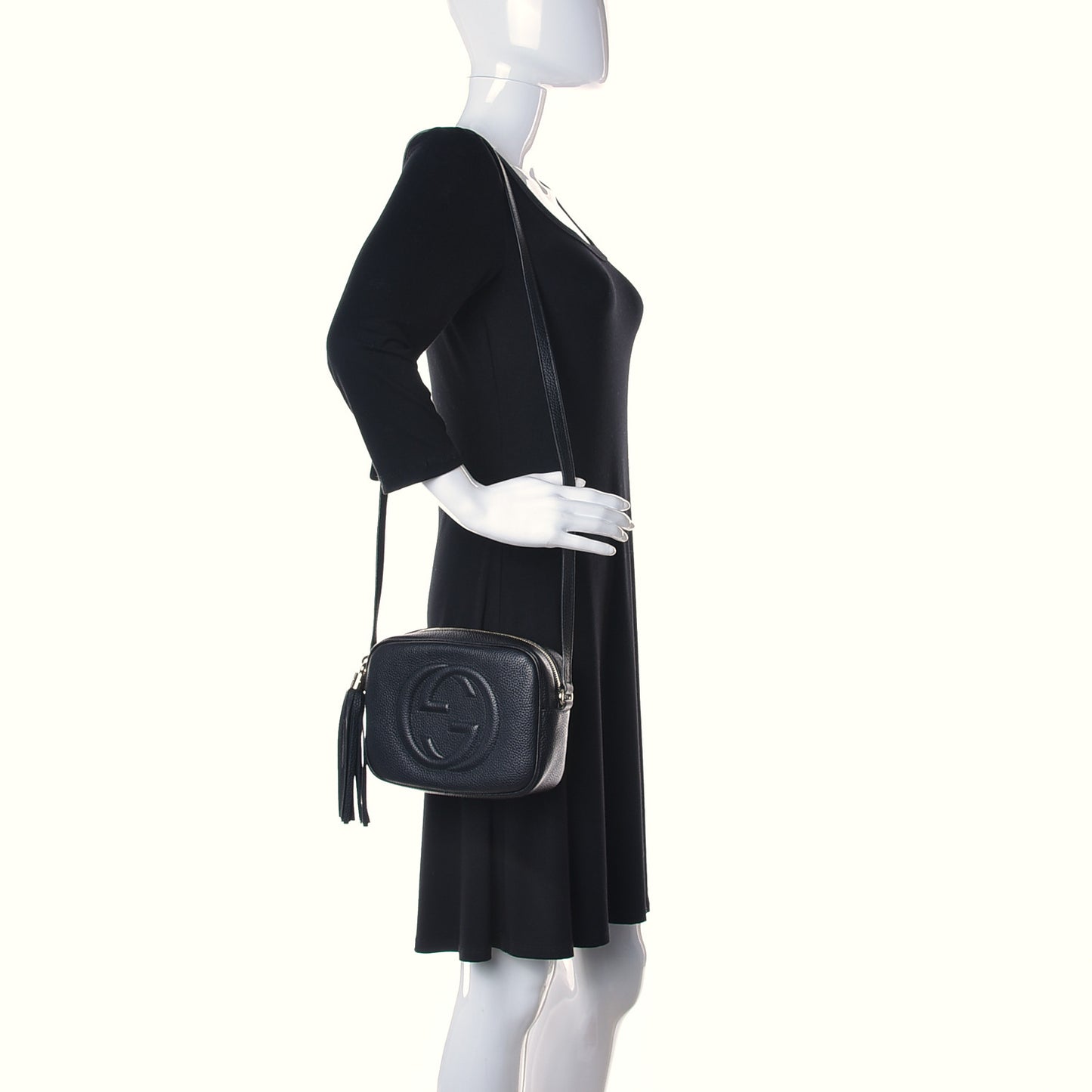 Pebbled Calfskin Small Soho Disco Bag Black