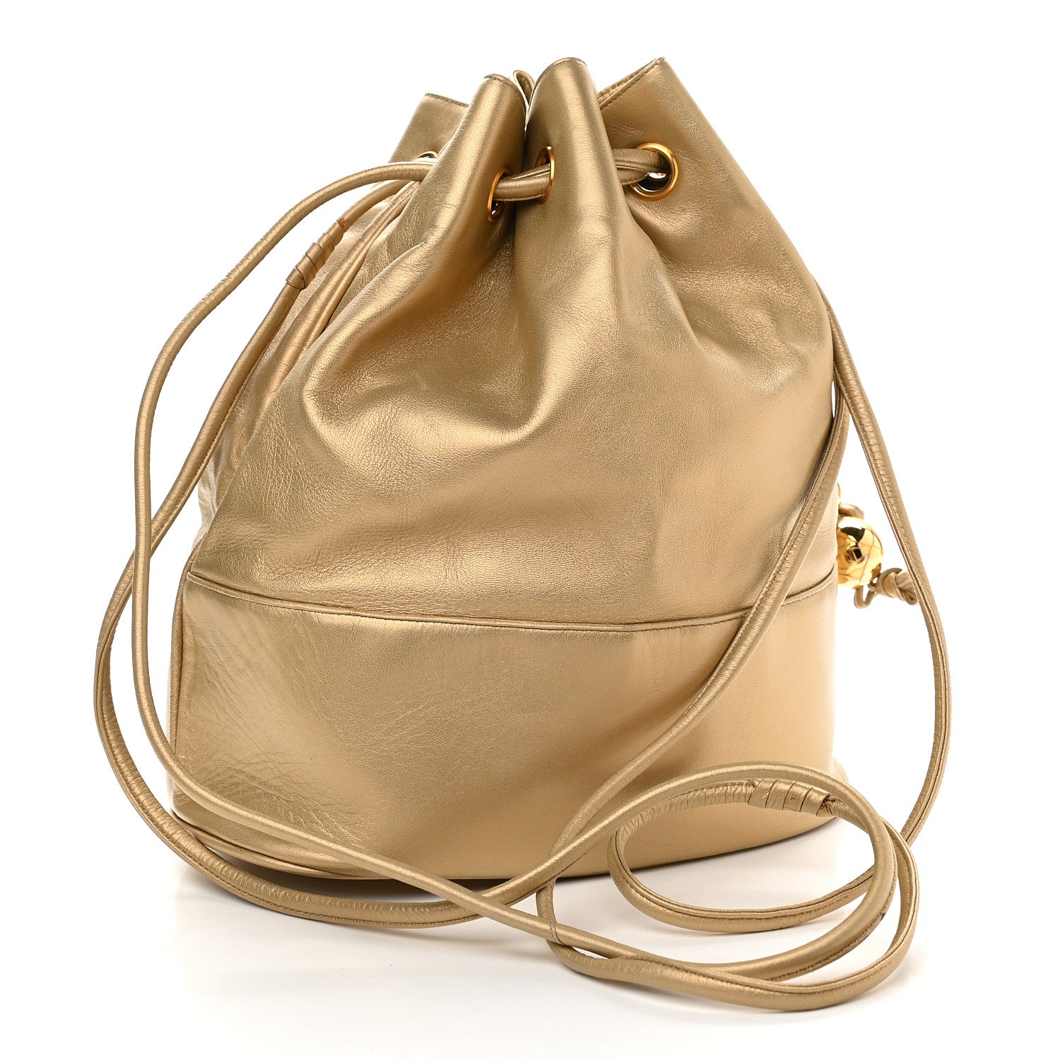 Chanel Metallic Lambskin CC Drawstring Shoulder Bag Gold 4 of 11