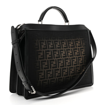 Fendi FF Vitello King Jacquard 1974 Medium Peekaboo I SEE U Satchel Brown 3 of 14