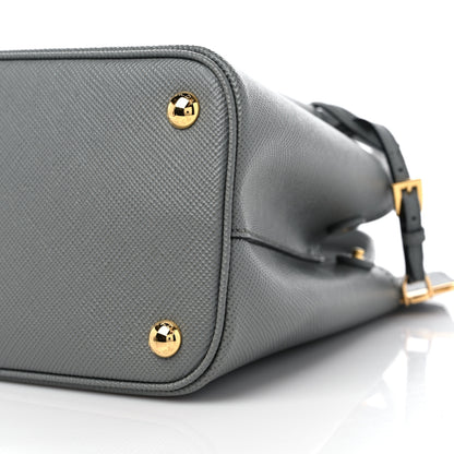Prada Saffiano Cuir Mini Double Bag Slate Black 7 of 9