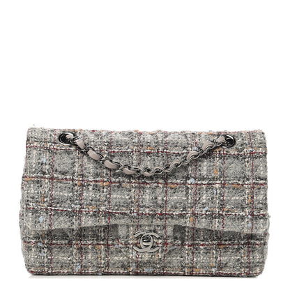 Chanel Tweed Quilted Medium Double Flap Grey Multicolor 1 of 10