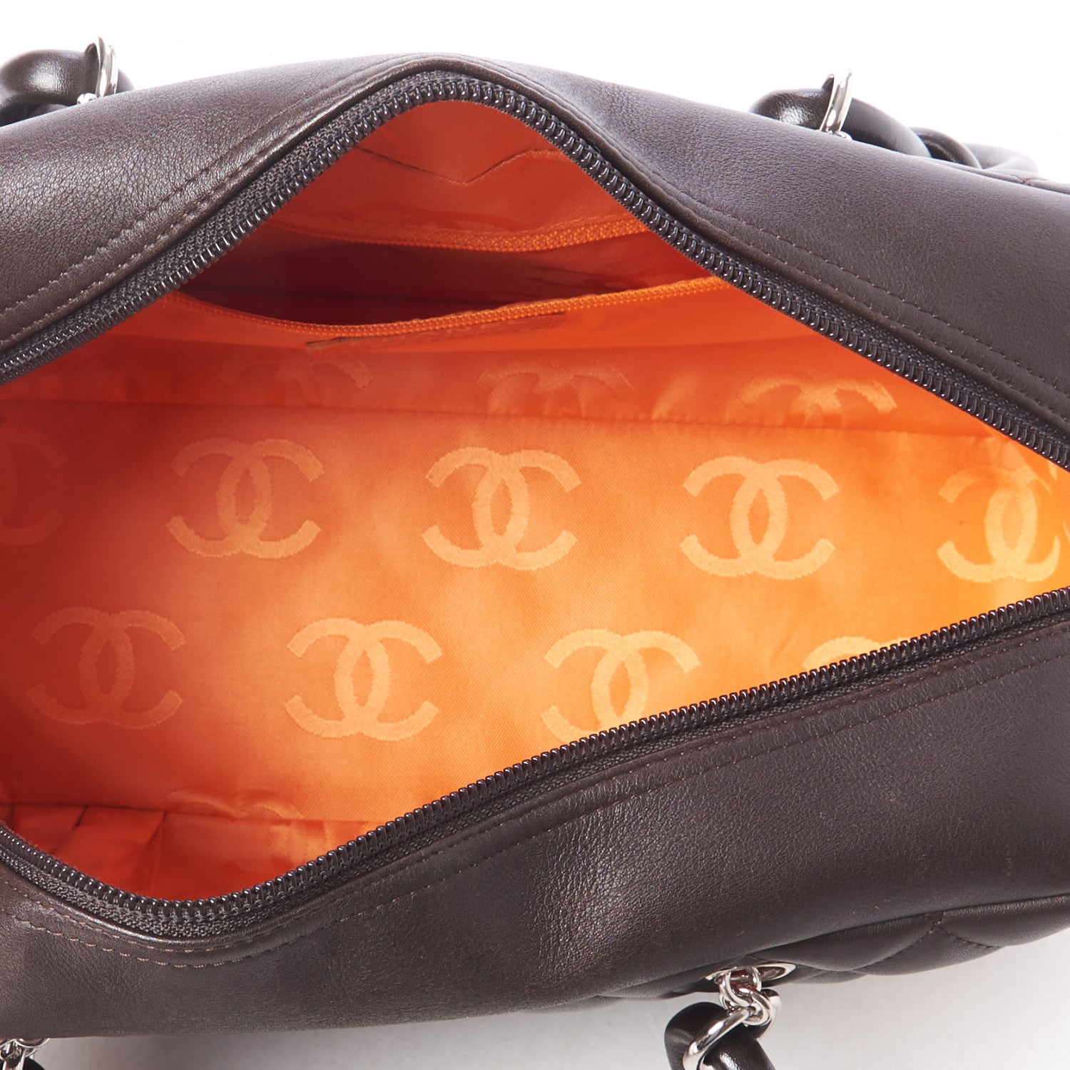 Chanel Calfskin Quilted Cambon Large Bowler Brown Beige 6 of 9